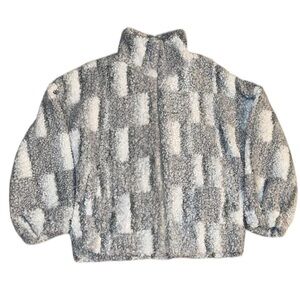Women's Sherpa Bomber Jacket - Gray and White